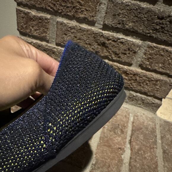 Rothys The Loafer Metallic Lattice Navy Blue Flats Size 9.5 - Picture 5 of 16